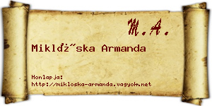 Miklóska Armanda névjegykártya